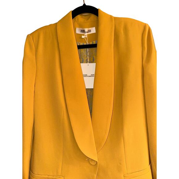Diane von Furstenberg Cathy Crepe Blazer Size 12 Yellow NWT - Picture 4 of 10